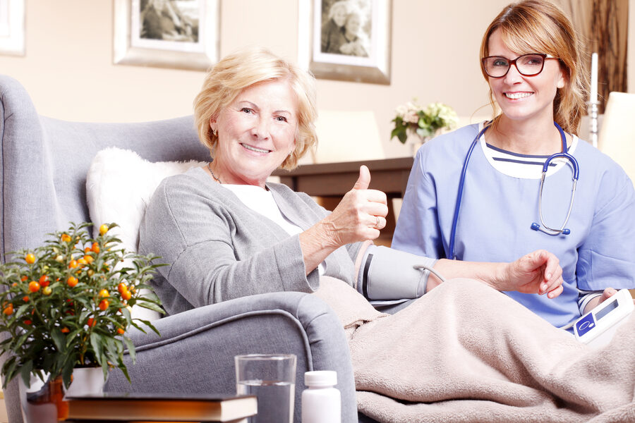 Happy senior client